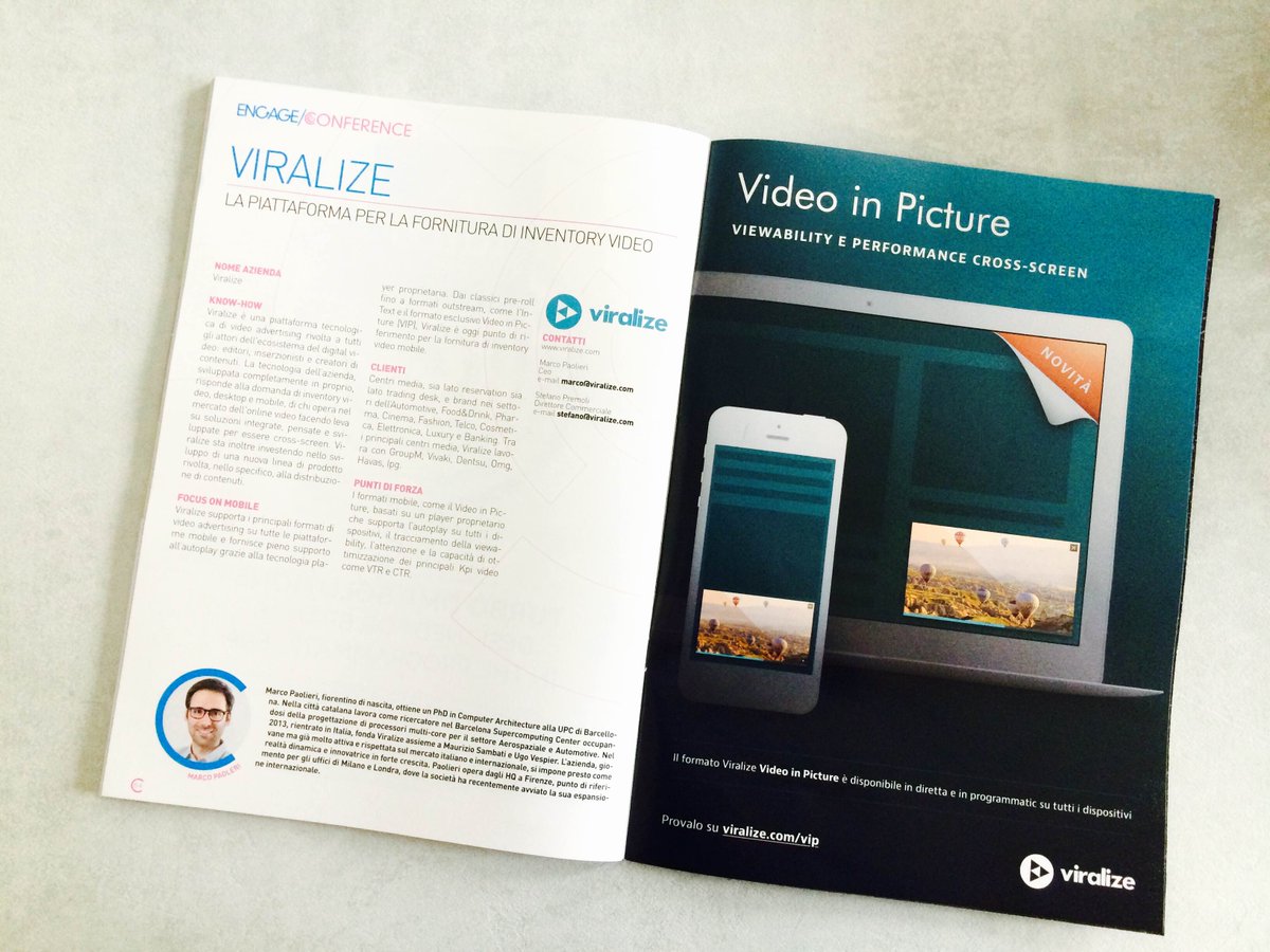 Viralize's tweet photo. Thanks @Engage_Magazine for feauturing our CEO Marco Paolieri one more time on the Engage Magazine (page 64)! #engagemobile16 #mobileadv https://t.co/4CpyHIPEaX