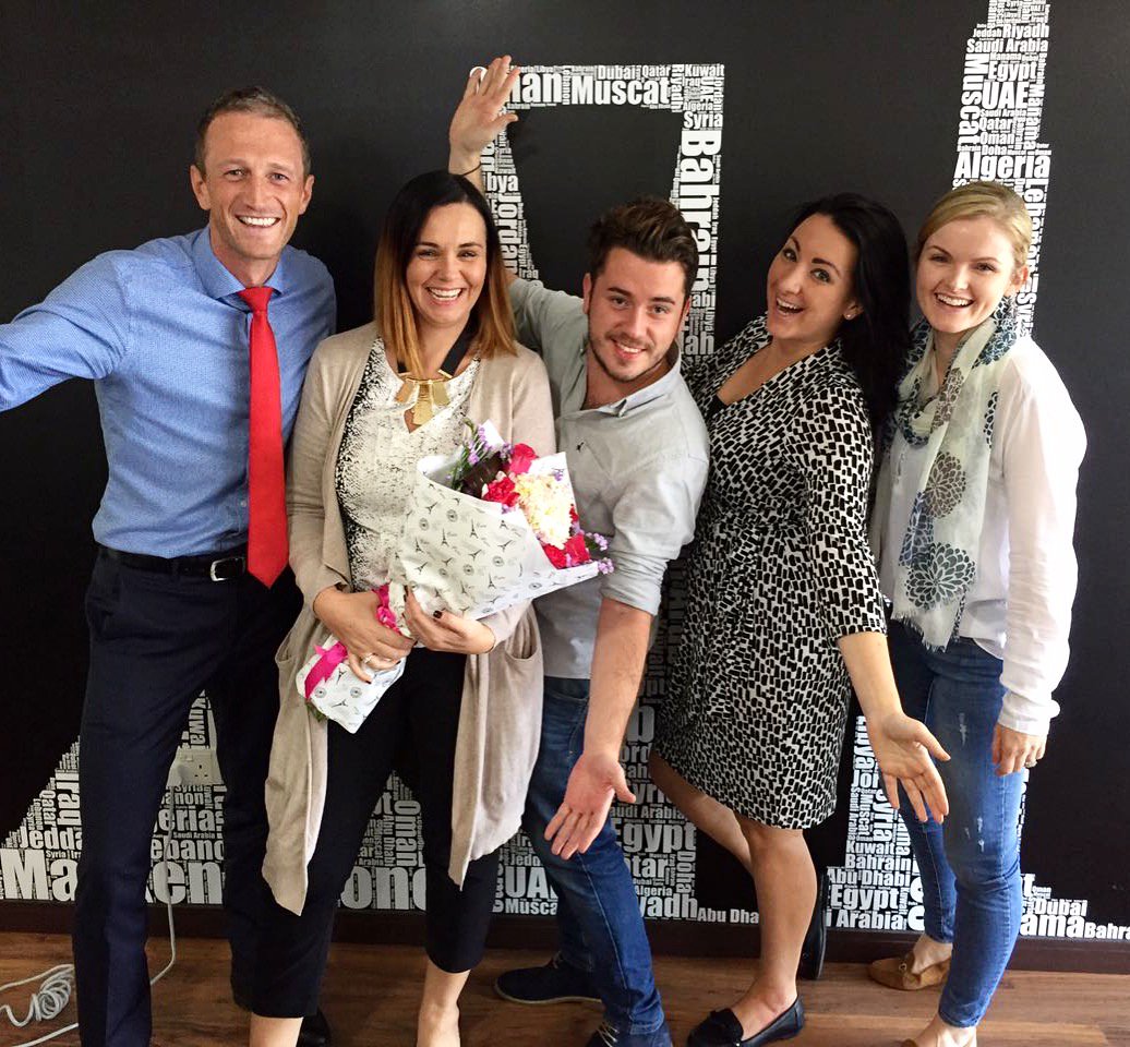 MackJonesME's tweet photo. Celebrating #TeamSuccesses today #WellDone Ruairi, Dan, Jess and Louise! Flowers for Ali to say good luck in pastures new! 💐 #MJWarriorsDXB https://t.co/mnAMsrgQnY