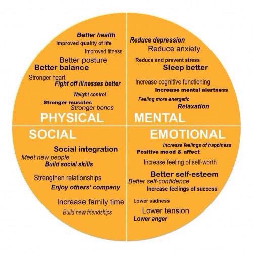 docandrewmurray's tweet photo. PHYSICAL , MENTAL, EMOTIONAL and SOCIAL benefits of physical activity follow @ScotPARC #ScotPARC https://t.co/dRbEG8BqZL