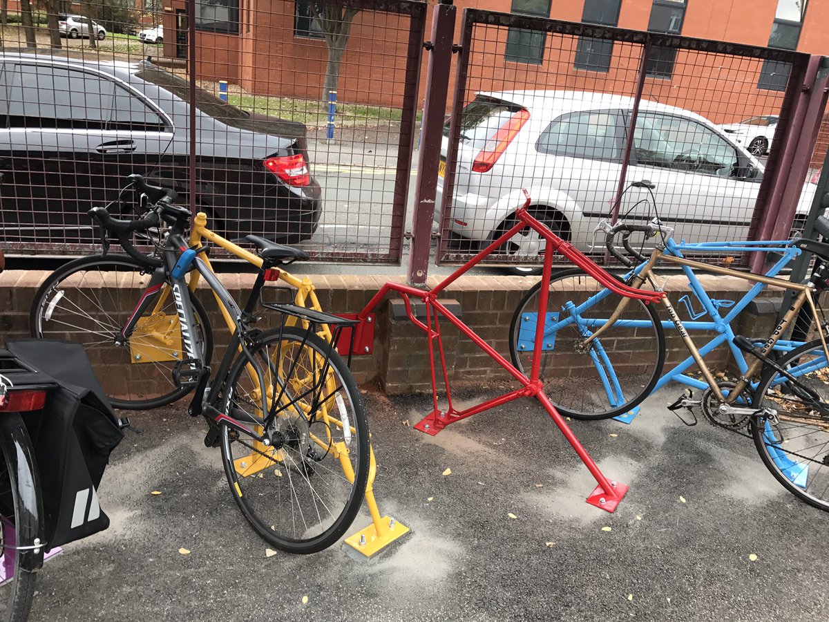 SoftTouchArts's tweet photo. We love our new funky bike shed made by #CycloneWorks out of old recycled bike parts 🚴🏻♀️ https://t.co/7BLcB3wSIZ