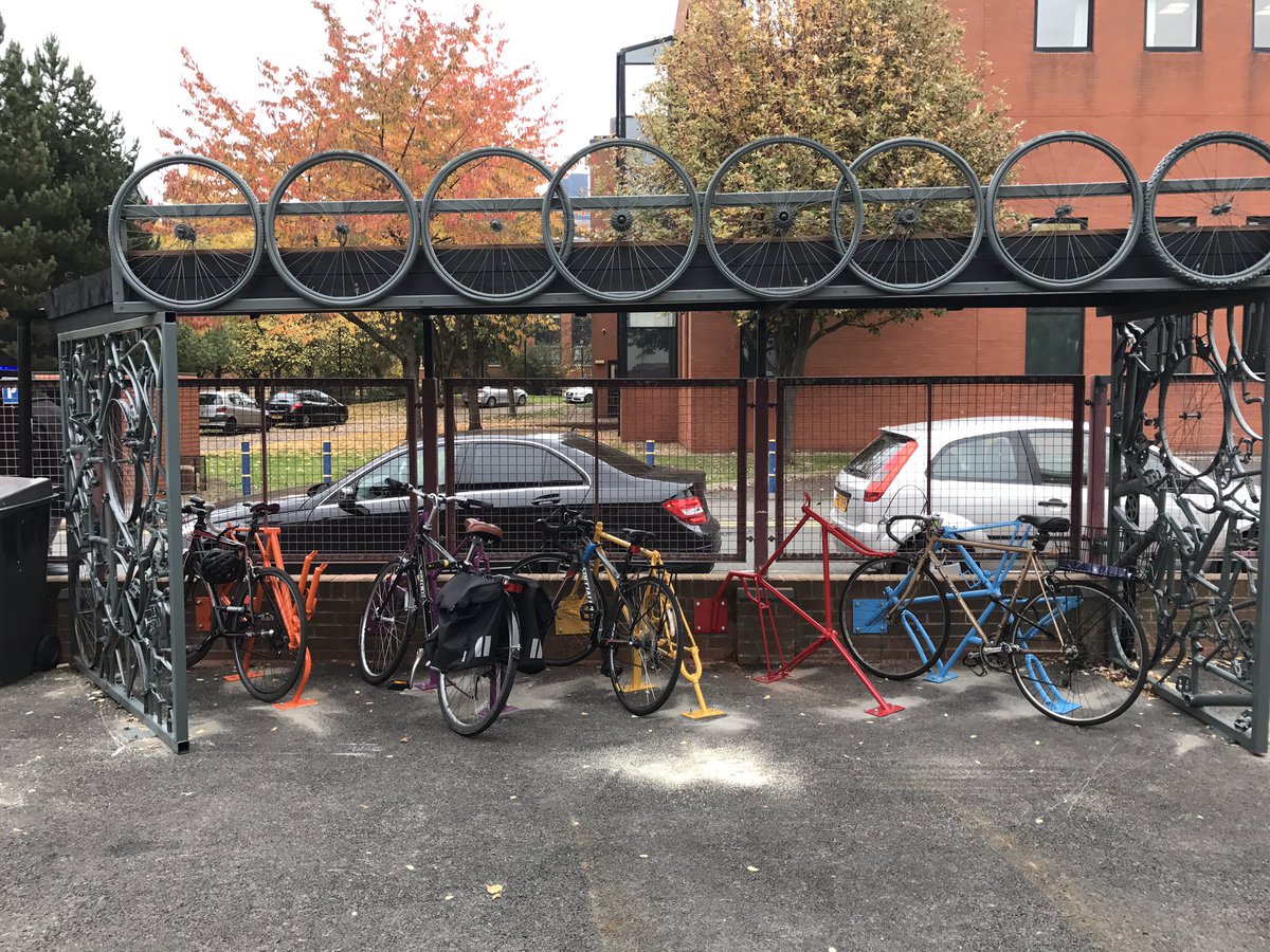SoftTouchArts's tweet photo. We love our new funky bike shed made by #CycloneWorks out of old recycled bike parts 🚴🏻♀️ https://t.co/7BLcB3wSIZ