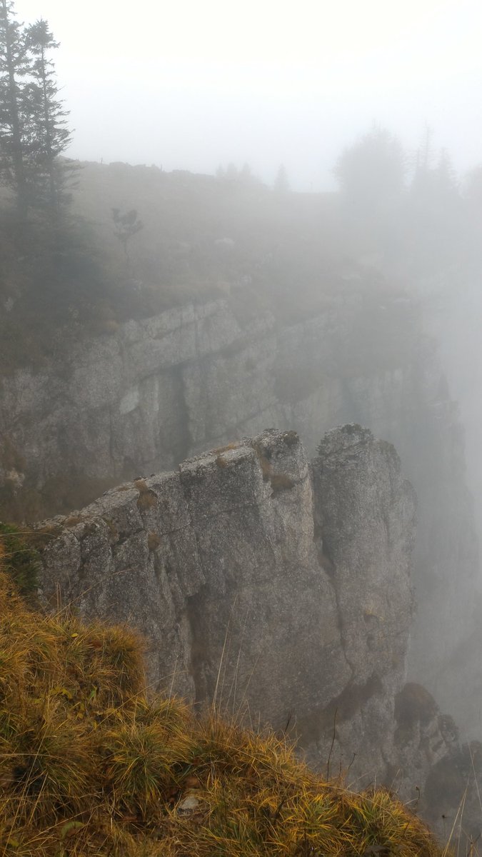 VoyagerLoin's tweet photo. Le Creux-du-Van sous le brouillard, attention à ne pas déraper ! @Jura3Lacs #Jura3Lacs https://t.co/4bHRNgC8ac