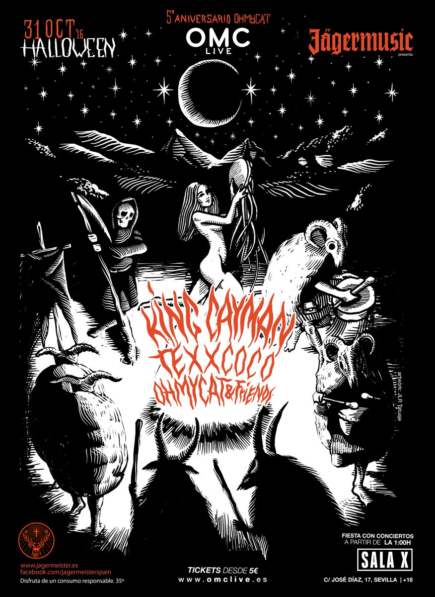 ¡MÁS CAÑA! ¡El 31 tenemos este FIESTÓN en #Sevilla! Si quieres una invitación, síguenos, sigue a <a href="/OHMYCATohmycat/">Ohmycat</a> y haz RT! GO, GO, GO!!🔥👻🔪