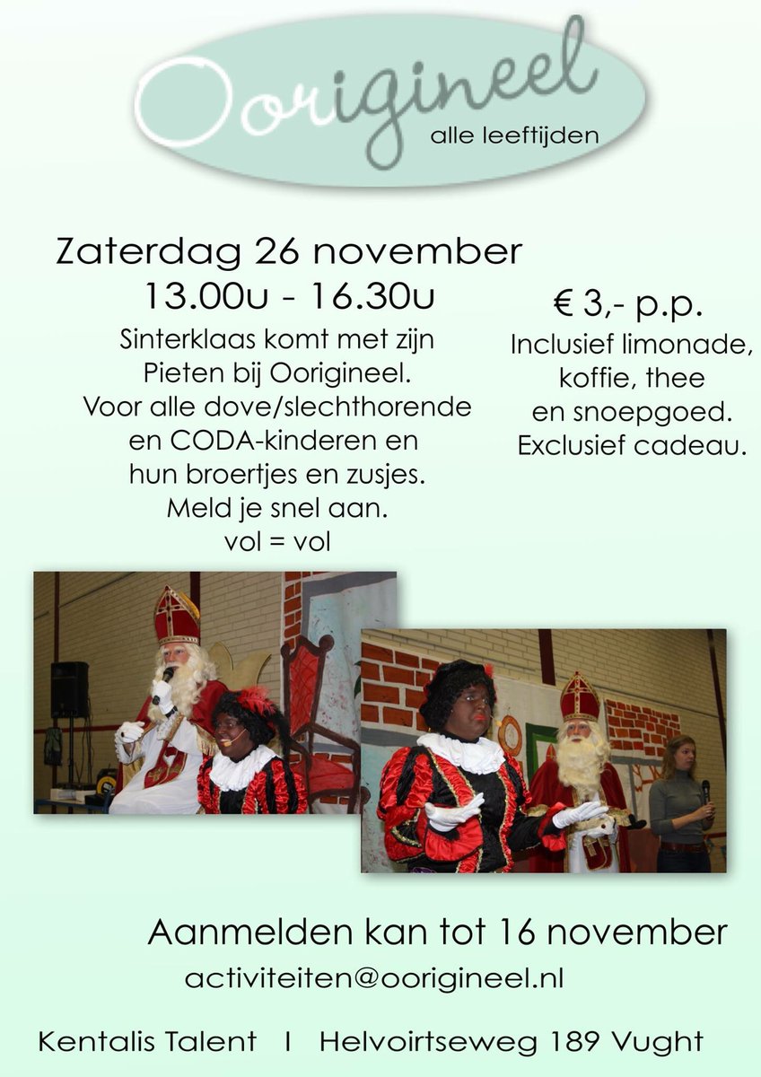 Sint komt! Kom jij ook?! Geef je snel op! Vol=vol!