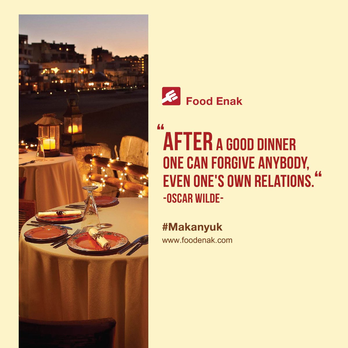 FoodEnak_ID's tweet photo. Quote of the Day 
#quote #food #gooddinner #dinner #quoteoftheday #foodenak #makanyuk https://t.co/ehtNb2KlWW