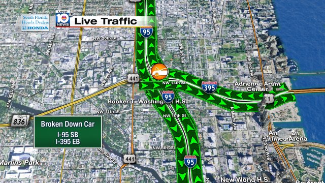 Broken down car blocking off-ramp on I-95 SB at I-395 #traffic https://t.co/VQvPkhRwry