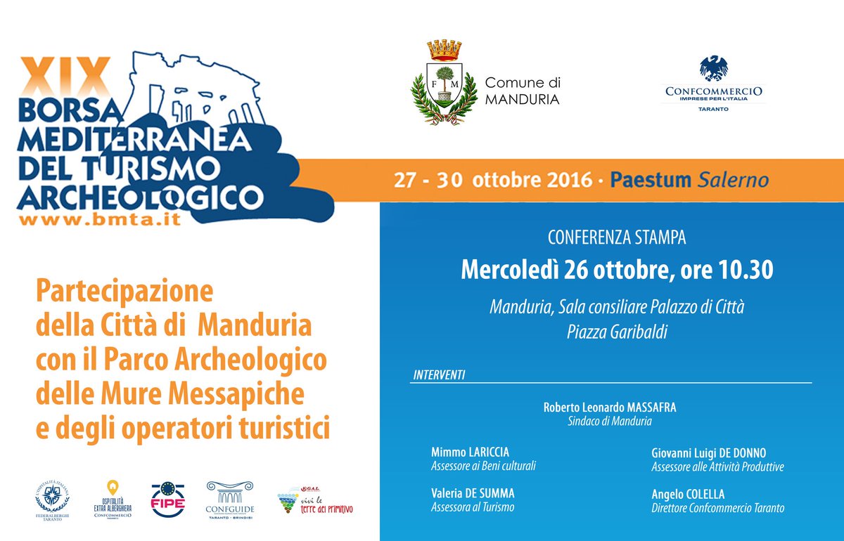 ParcoArcheo's tweet photo. Arriva la #BMTA e il #ParcoArcheologicoManduria ci sarà! Alle 10.30 la conferenza stampa con Comune, @Confcommercio, @ConfGuideItalia https://t.co/b1ZlsEwWmA