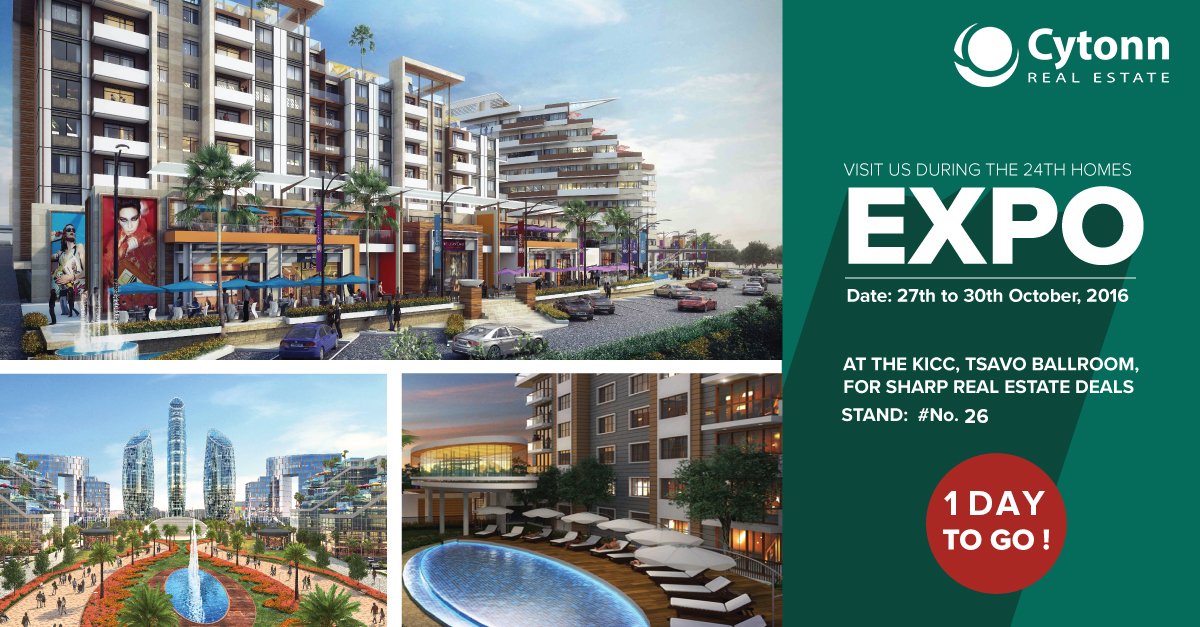 For Sharp Real Estate deals, visit us during the 24th Homes Expo at the KICC, Tsavo Ballroom, from 27th to 30th Oct, 2016.
Stand: No. 26