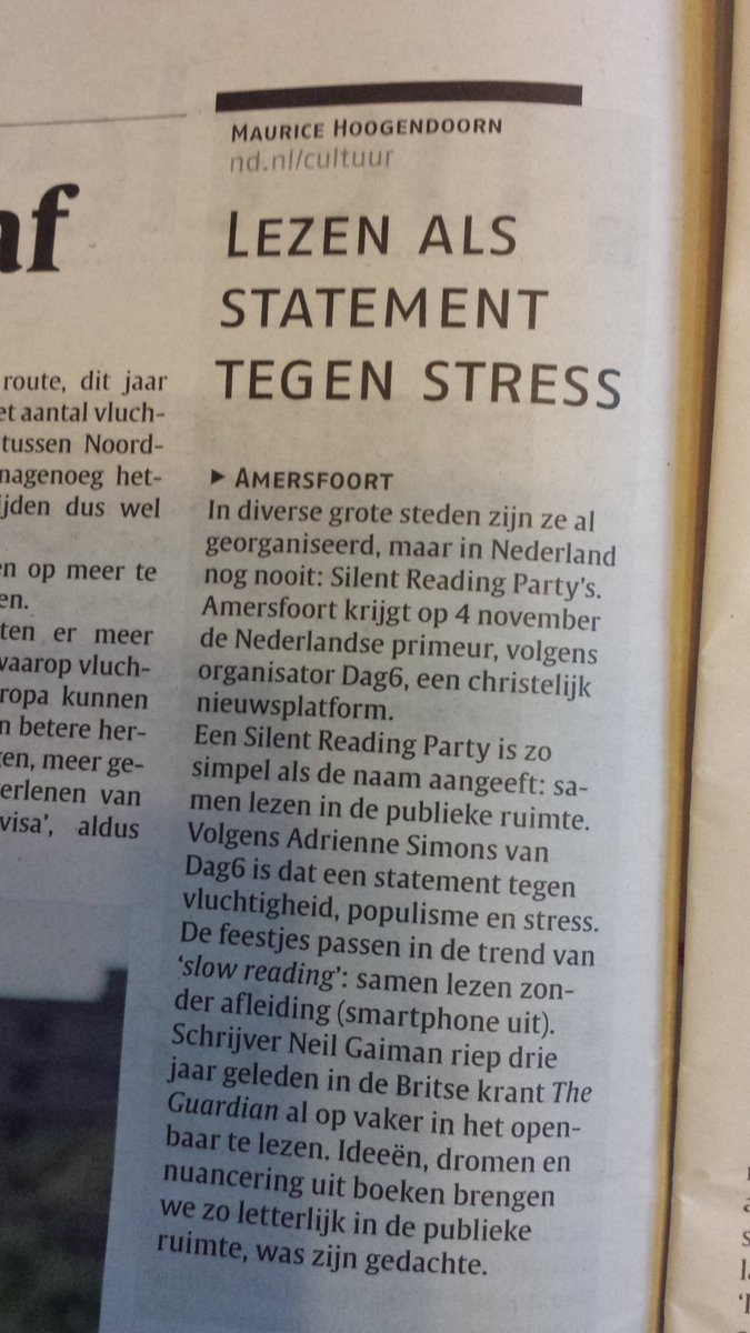 RoelZuidhof's tweet photo. Mooi initiatie voor #bibliotheek als nieuwe vorm van flashmob: silent reading party #neilgaiman als statement tegen stress @ndnl https://t.co/P7uypMm8SY