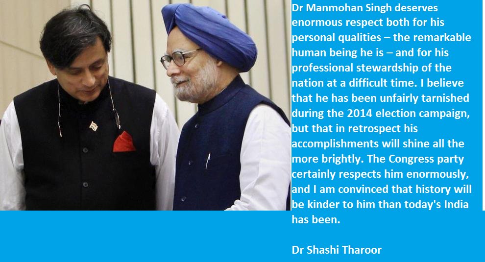 INCTharoorian's tweet photo. ''I am convinced that history will be kinder to Dr Manmohan Singh than today's India has been''- Dr @ShashiTharoor https://t.co/Ygb2bBG6is
