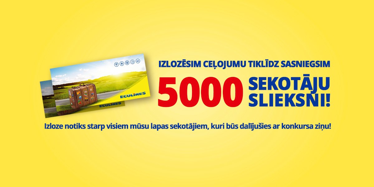 Ecolines's tweet photo. Laimē ceļojumu diviem uz Tallinu, Viļņu vai Varšavu https://t.co/mzV488fgpO https://t.co/KrbkzG6Db1