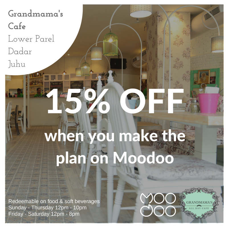 MoodooApp's tweet photo. Hurray! Great news folks. Get 15% OFF on your next trip to the amazing @GrandmamasCafe when you plan it via #Moodoo! #Mumbai #DoMoreTogether https://t.co/ceuAAlRP1r