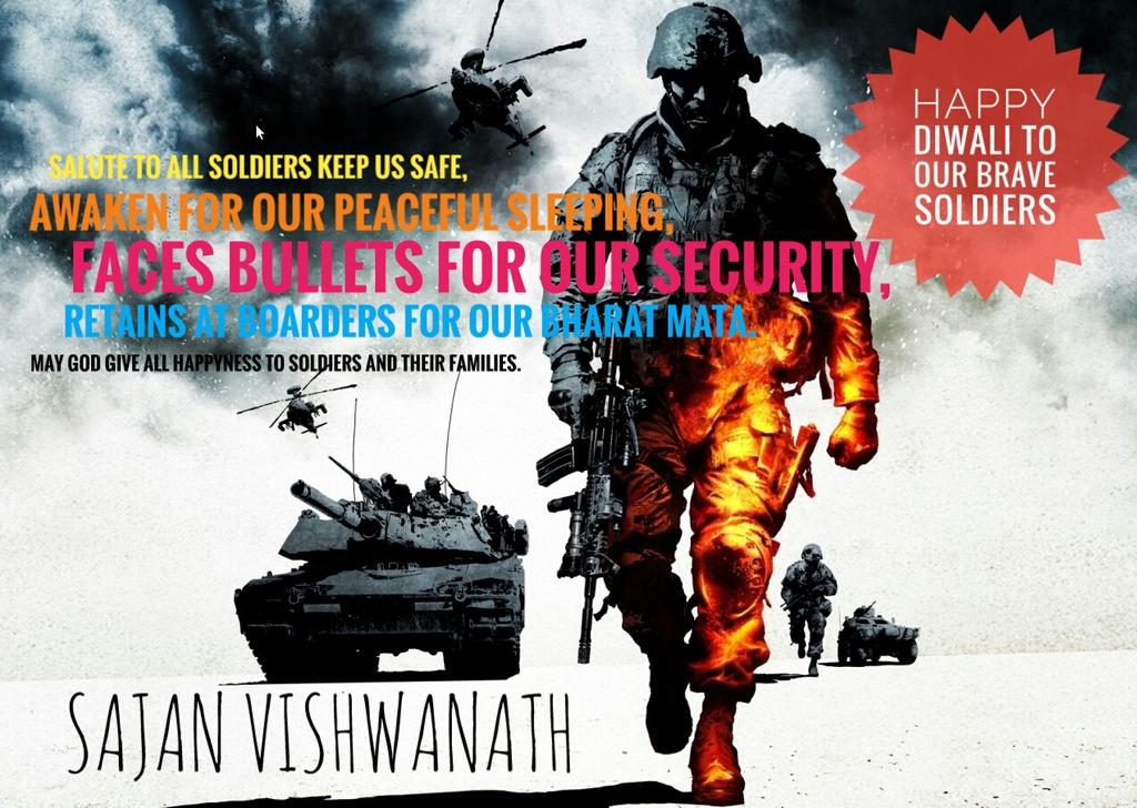 cvsajan's tweet photo. Our Diwali and all happiness isn't possible without our soldiers. They are our true superhero.
#Sandesh2Soldiers https://t.co/q62s7EfwWd