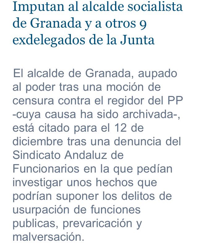 pphuelva's tweet photo. 🚨📢IMPUTADO alcalde socialista de #Granada @PacoCuenca y 9 exdelegados de la Junta por contratos irregulares en el fraude de la formación. https://t.co/sksrRid9rj