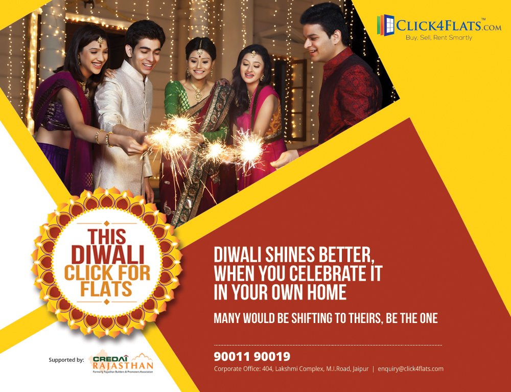 Click4Flats's tweet photo. Let https://t.co/uZlqLPUENa help you to celebrate this shining festival of #Diwali with your family in a new #home in #Jaipur
#click4flats https://t.co/gr5GyZxIvy