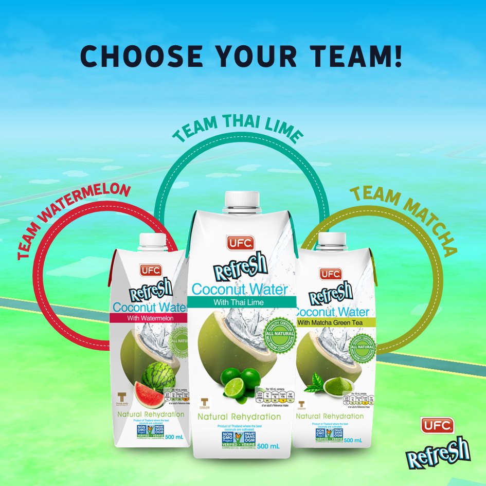 ufcrefreshcoco's tweet photo. Which #UFCrefreshcoco team are you? Choose wisely, coco trainers! wink emoticon;) #PokemonGo #Watermelon #ThaiLime #Matcha #CoconutWater https://t.co/P4GIIyIDlx