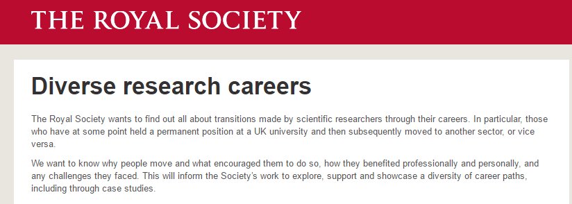 royalsociety's tweet photo. Recently moved from academia into another sector, or vice versa? We’re looking to showcase researcher transitions https://t.co/sFIJcJVLQE https://t.co/Zf6ksKul9f