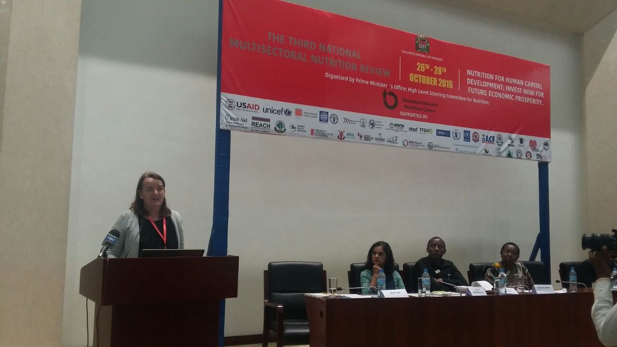 IrlEmbTanzania's tweet photo. Carol Hannon delivers a speech on behalf of Donor Network at the 3rdjoint
multisectoral nutrition review #JMNR https://t.co/A8ox85esan