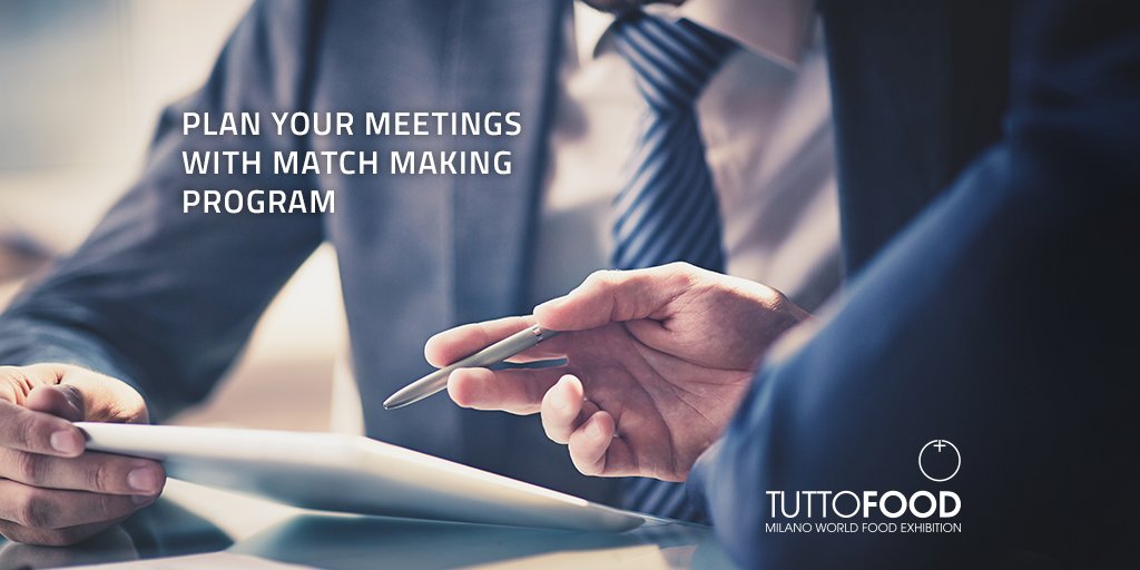 TuttoFoodMilano's tweet photo. Partecipa a #MatchMakingProgram per sfruttare al meglio le opportunità di #TUTTOFOOD2017 pianificando i meeting>https://t.co/QnjNarVbgI https://t.co/dcm4kxcezv