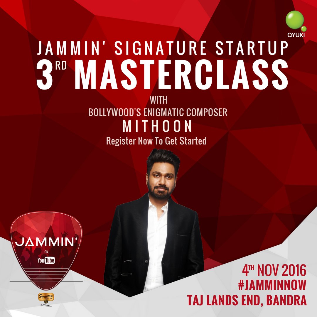 jamminOfficial's tweet photo. In our 3rd & Final #SignatureStartup #Masterclass, insights from #MasterOfSoul @Mithoon11 🎹
#JamminNow 🤘
Register, https://t.co/j6cWcfPNa2 https://t.co/pgsMHvvOdy