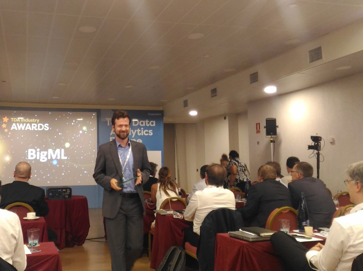 bigmlcom's tweet photo. Proud to be the winner of the #TDAEUROPE Partnership Award for our work on @PreSeries together with @OpenFuture_ - Represented by @TABAKOVIC https://t.co/MI3ON6hMpw