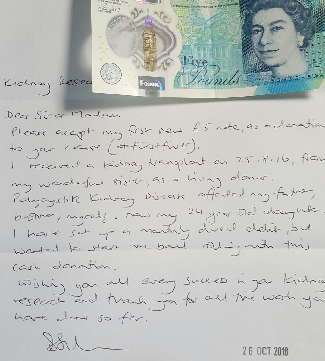 Kidney_Research's tweet image. A great letter received today. We really appreciate people sending us their #firstfiver