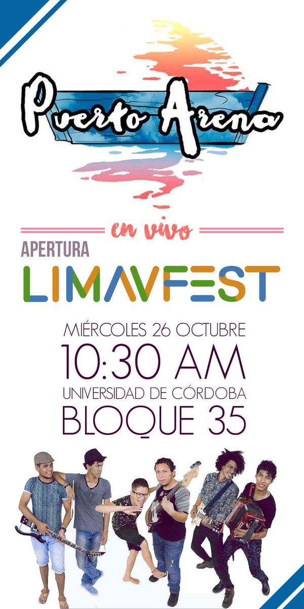 planbmonteria's tweet photo. Apertura de @LIMAVFEST hoy, a las 10:30 con @puerto_arena en @Unicordoba_Col. #Montería. No faltes! https://t.co/fvZxFphRlz