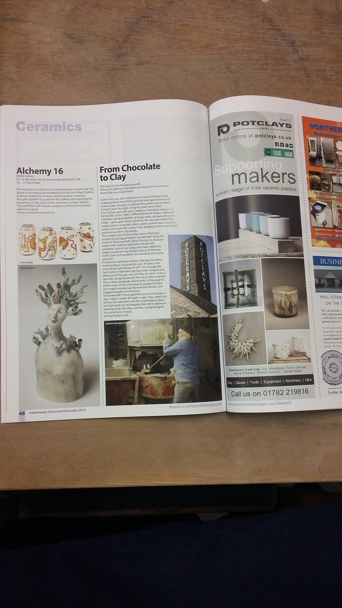 Not long till #alchemyshow 16 @ Paper arts Bristol featuring makers from #mazestudios me in @craftdesignmag with <a href="/lucyfoakes/">Lucy Foakes</a> #studioceramic