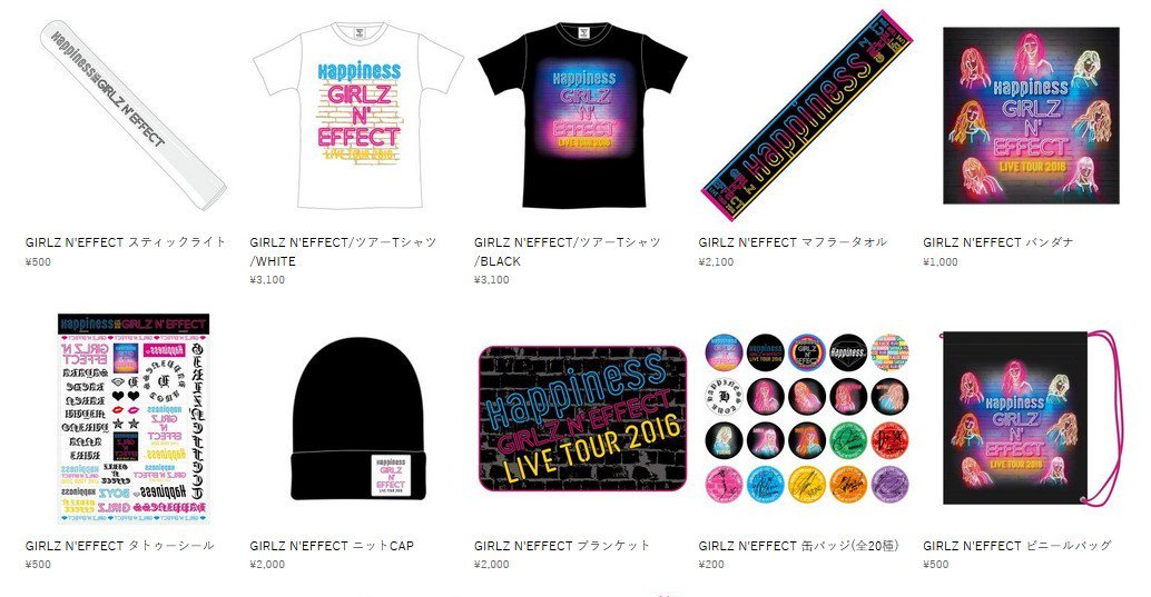 SHOP】Happiness LIVE TOUR 「GIRLZ N' EFFECT」ツアーグッズ 明日10