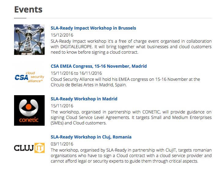 SLAReady's tweet photo. Have a look @ our upcoming events: 3 free workshops all over Europe so #SMEs can better understand #cloud contracts https://t.co/tpIaZrQ1NL https://t.co/i83HHcqUDL