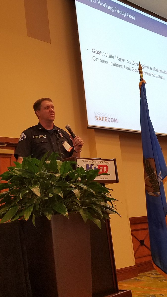 Chris Lombard COMU Working Group Chair update on progress on a nationwide communications governance structure. #SAFECOM #NCSWIC #DHS_OEC