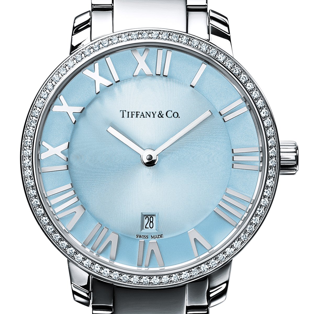 TiffanyAndCo's tweet photo. The new Atlas® timepiece features an ice blue dial and a brilliant diamond finish. https://t.co/74DUiJN9qd