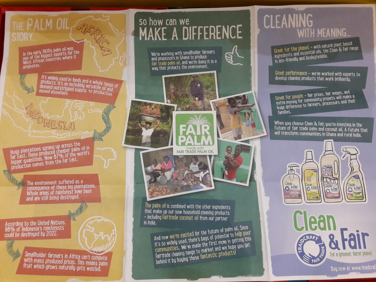 FT_StMichaels's tweet image. Make your #cleaningrange fair with #fairtrade palm oil. @traidcraft #cleanandfair range protects farmer’s livelihoods AND the environment