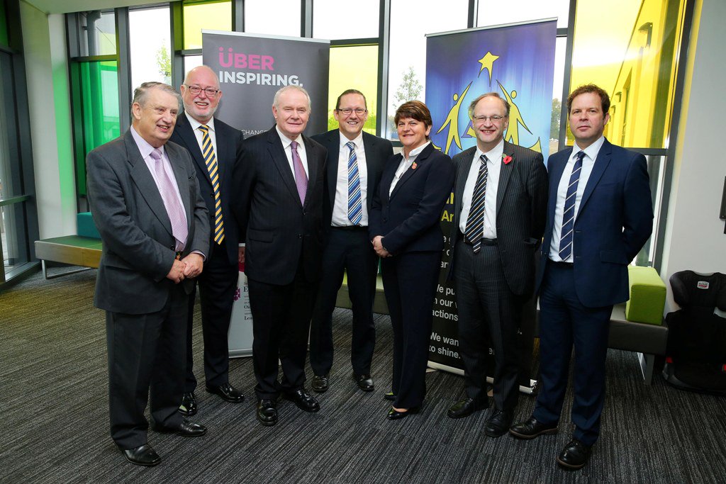niexecutive's tweet photo. Foster and McGuinness attend opening of £8.2million @ArvaleeSchool and Resource Centre in Omagh - https://t.co/nTyaYeFHAL https://t.co/PvcKgnXjaA