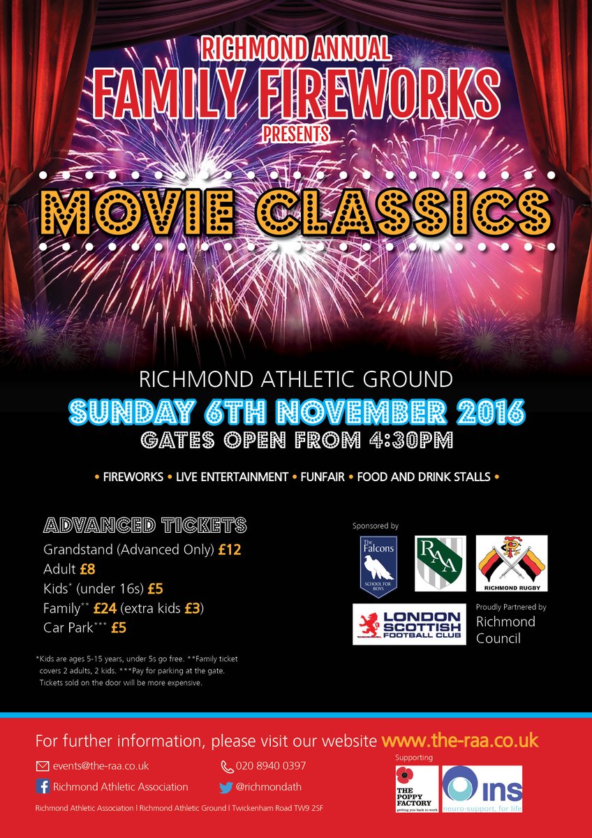 Don't miss out! Fireworks tickets selling fast, visit the-raa.co.uk/fireworks <a href="/studiokrichmond/">Studio K</a> @poolsonthepark <a href="/RichmondTheatre/">Richmond Theatre</a> <a href="/OTPub/">Orange Tree Hotel</a>