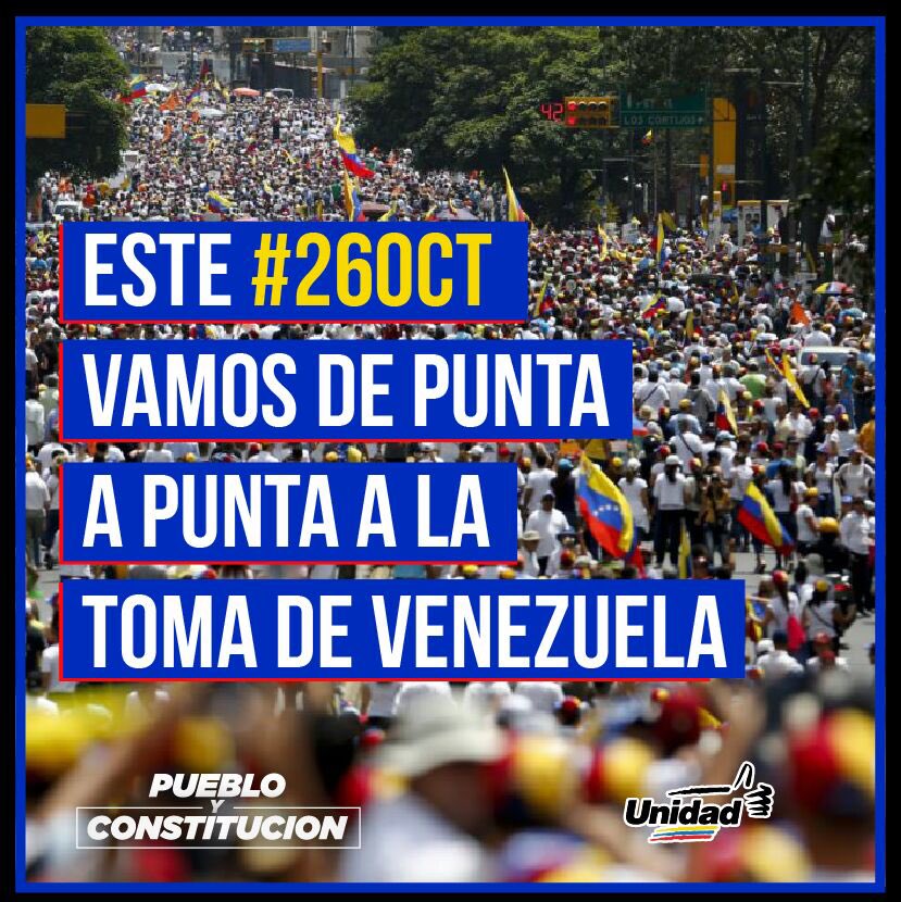 hcapriles's tweet photo. Hoy #26Oct nos movilizamos los venezolanos en defensa de nuestros derechos constitucionales y contra el GOLPE! #TomaDeVenezuela https://t.co/NxfYEHqsY3