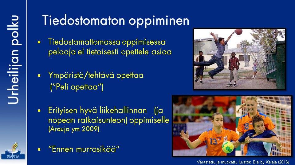 OlympicTeamFI's tweet photo. Tiedostamaton oppinen vrt. tietoinen oppiminen, Tomi Vänttinen @KIHUFinland #pelaajanpolku https://t.co/pu6RWBfKkJ