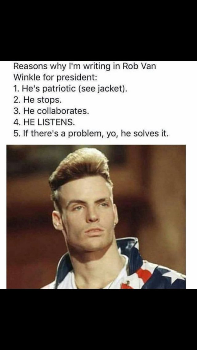 RandyRob319's tweet image. Rob Van Winkle for prez!  #writehimin