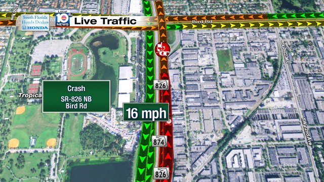Crash on SR-826 NB at Bird Rd #traffic https://t.co/uLrZ4Ktlah