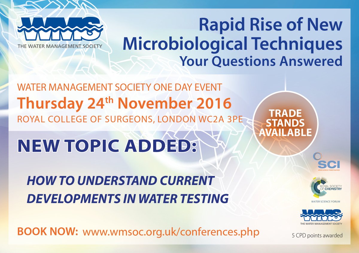 WMSoc1's tweet image. NEW TOPIC ADDED to our #RapidMicro event: ow.ly/WPxI303jxNE .  How to #Understand #CurrentDevelopments in #WaterTesting. BOOK NOW!