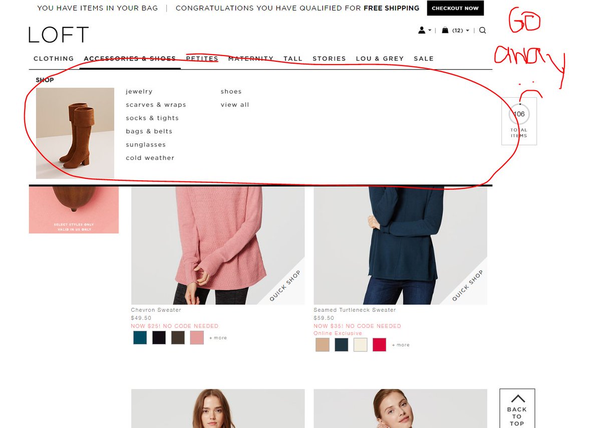 ShShauna's tweet photo. Dear @LOFT, Loyal customer here. Appreciate the new look on the site, but your drop down menu gets stuck. Poor shopping experience. #help https://t.co/wHUuaTdXH2