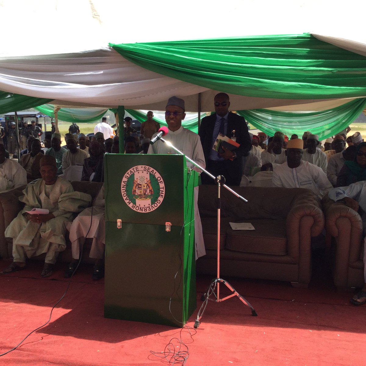 GovKaduna's tweet photo. Mallam @elrufai is now at Murtala Square to declare open, the Pre Season Training Workshop on Wheat Production, Processing &amp; Utilization. https://t.co/8RJNTMWsaM