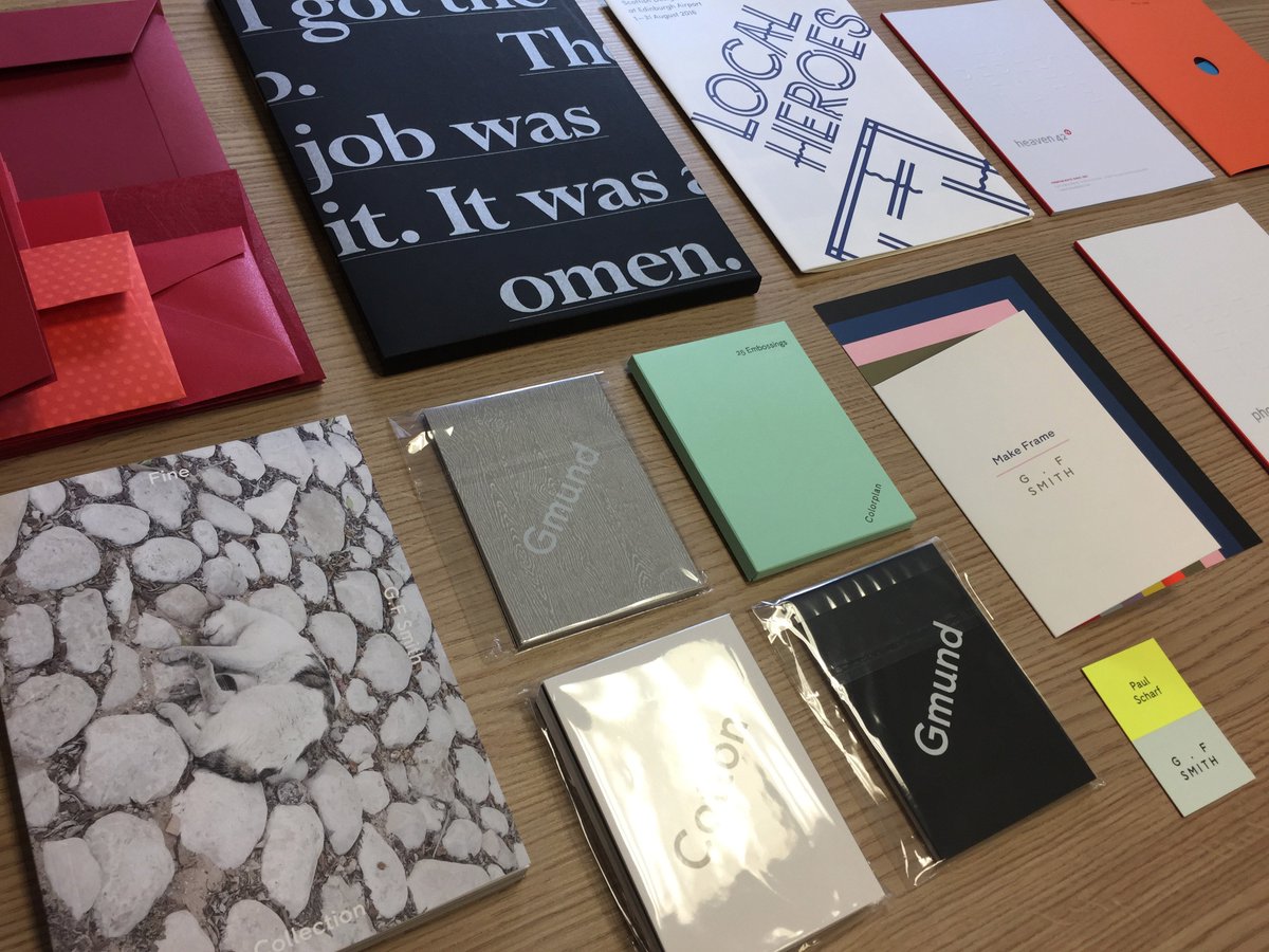 maxandcodesign's tweet photo. A big thanks to @PaulScharf1 and @GFSmithpapers for the lovely paper samples this morning. #gfsmith #stationery #creativescotland https://t.co/AcfOvDg1HL