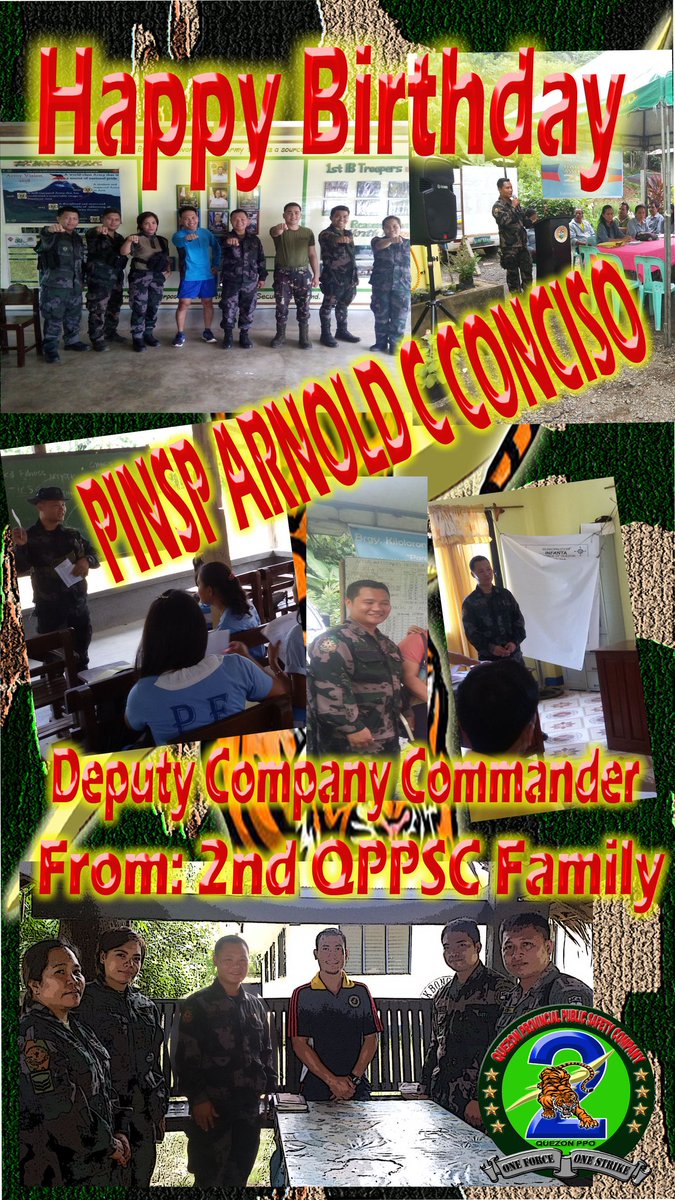 4PLTN_1STQPMFC's tweet photo. Happy Birthday!!!
Sir Pinsp Arnold Conciso, Deputy Company Commander
From: SecondQuezon Ppsc family
#One_Force
#One_Strike https://t.co/ZhLzQsxNqL