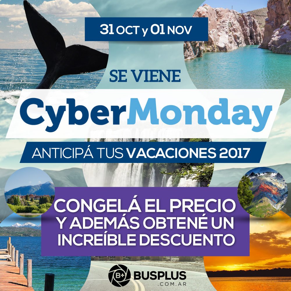 Si queres viajar en 2017, aprovechá el #CyberMonday para comprar tus pasajes en micro con el mejor descuento en #BusPlus