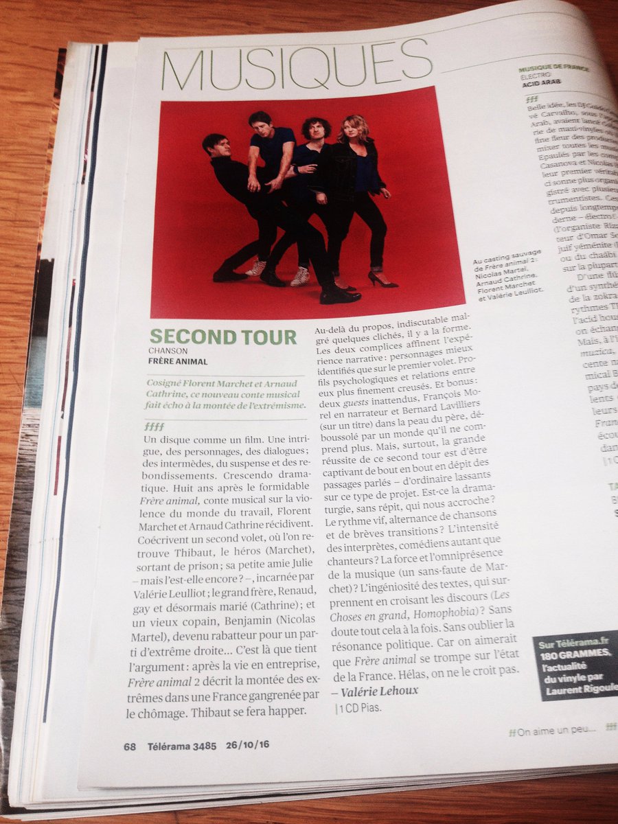 FrereAnimal's tweet photo. « Captivant de bout en bout », et chronique 4 clés : les frères animaux sont dans @Telerama cette semaine ! https://t.co/JT9rIVgRgH