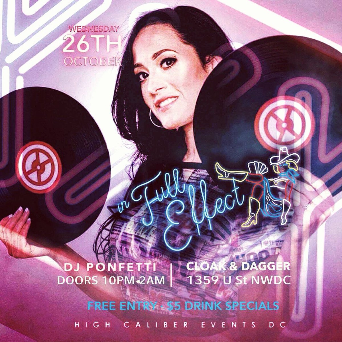 DJPonFetti's tweet photo. WASHINGTON DC TONIGHT! #InFullEffect #HighCaliberEvents #CloakAndDagger #CloakAndDaggerDC #DC #WashingtonDC #DMV #FemaleDJ #FemaleDJs #DJs https://t.co/vNf7alg1FI