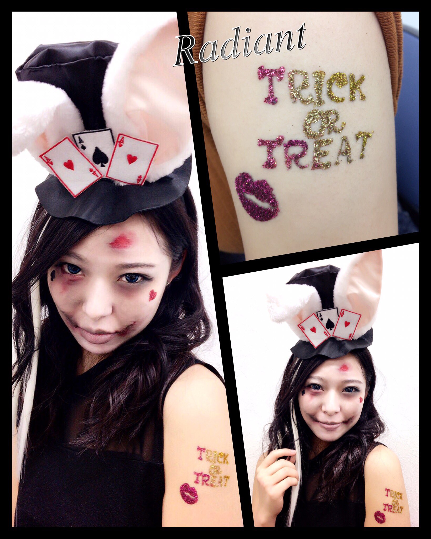 Bodyjewelryクリスマス ハロウィンメイク Amp ボディジュエリー ハート スペード 目の下にワンポイント まどてぃんモデルありがとう ゾンビメイク デスメイク Byまどてぃん ボディジュエリー バニーガール ゾンビ ハロウィンメイク