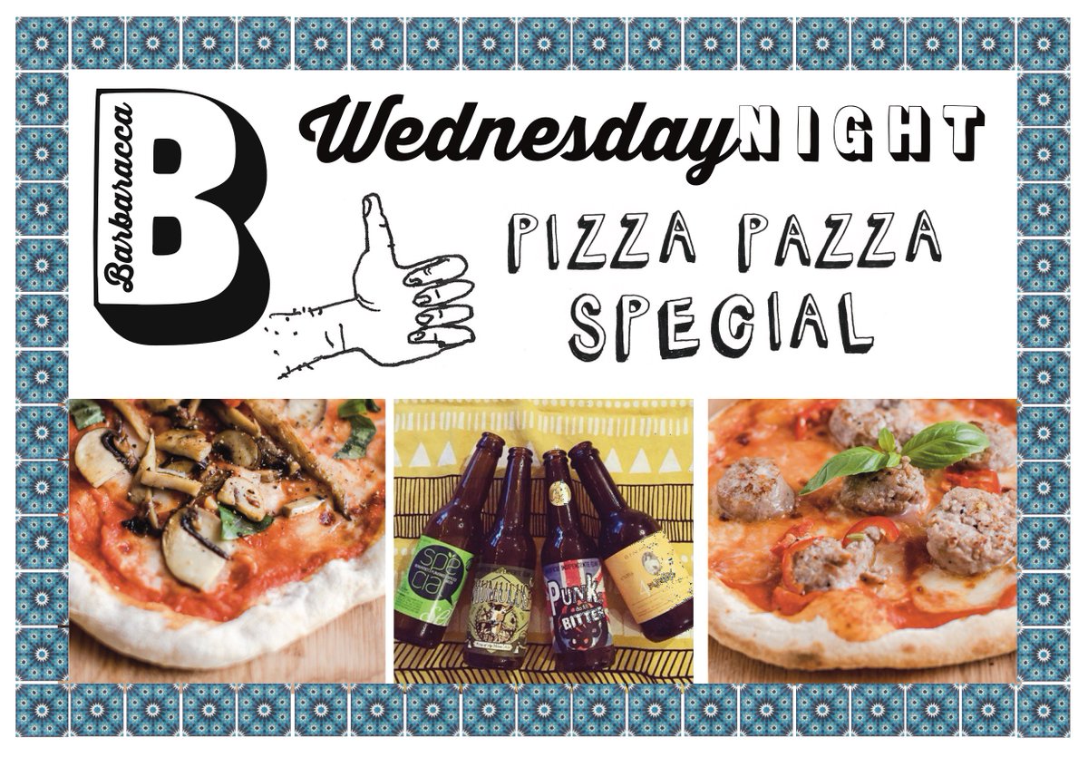 BarbaraccaEat's tweet photo. Come &amp; try our unique PIZZA PAZZA SPECIAL available every Wednesday Night! 3 Courses - £20 Per Head - For Two People #tasty #pizzanight https://t.co/Xpis4AMLgC