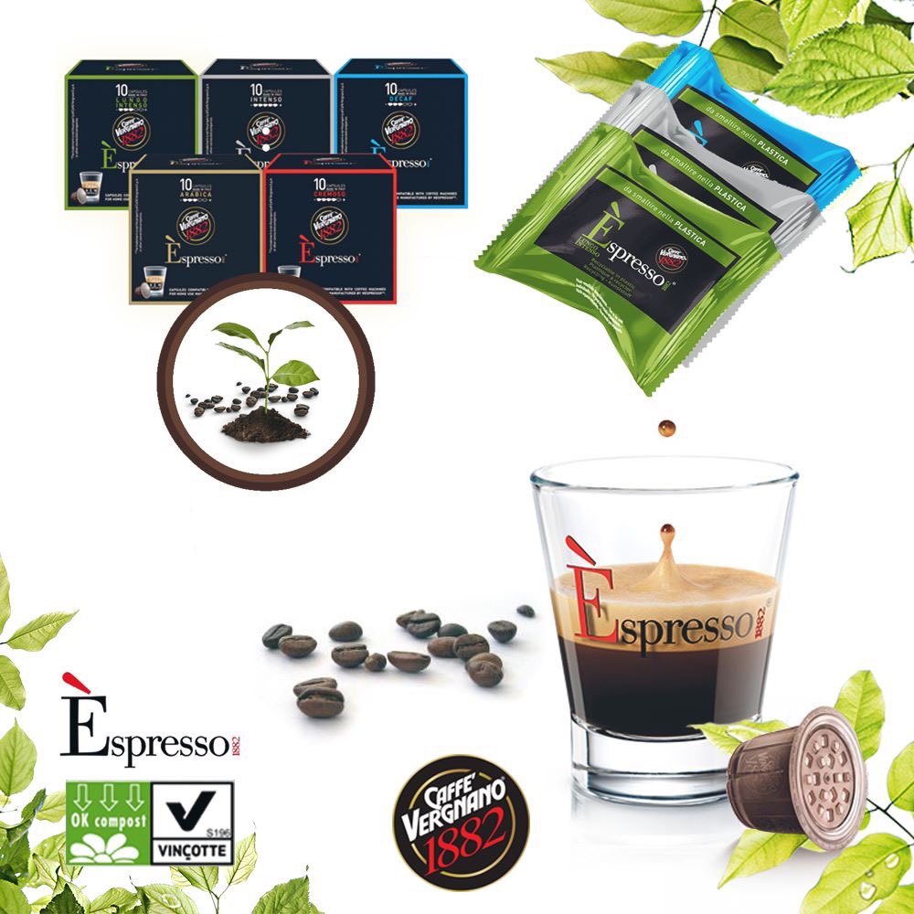 #Tre ve #Nespresso kapsül makinelerine uygun ve kompostlanabilir #Espresso1882 kapsüllerimizi organik atıklarınızla aynı çöpe atabilirsiniz.